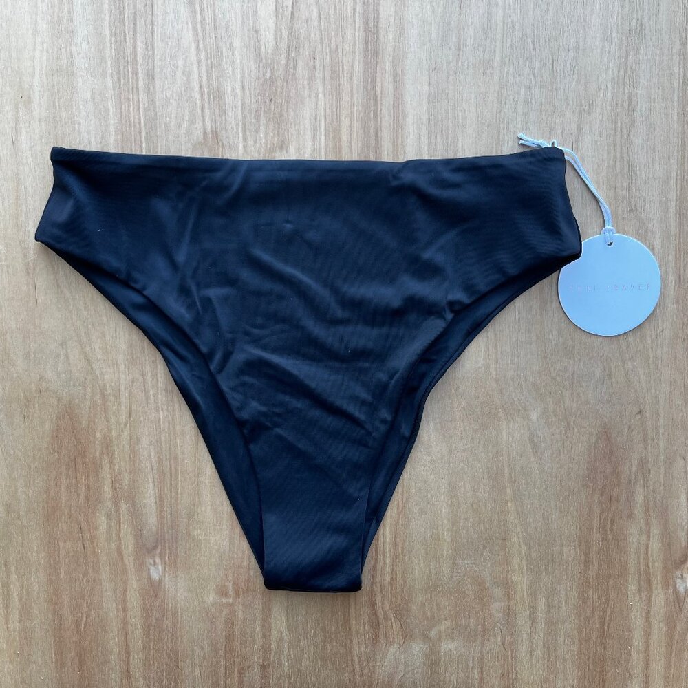 TORI PRAVER SAVANNAH BOTTOM Women’s Black Lined Bikini Bottoms sz M NWT